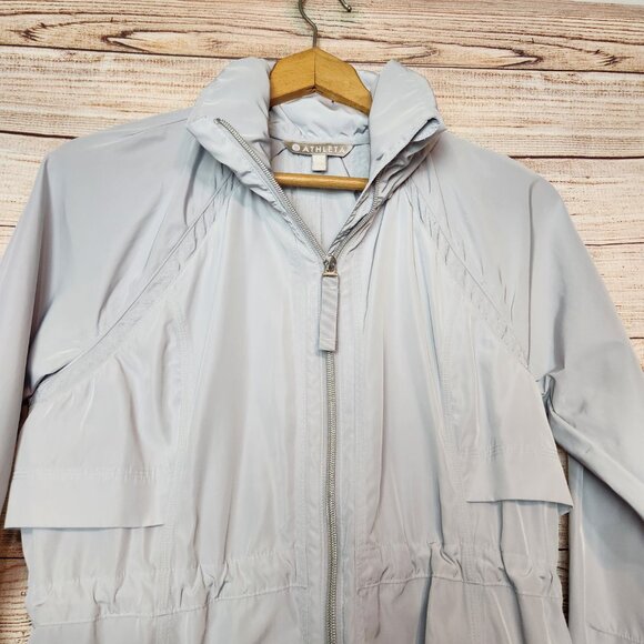 Athleta Drip Drop Rain Jacket Hooded Water-Repellent Long Women's Size XS Gray - Picture 2 of 16